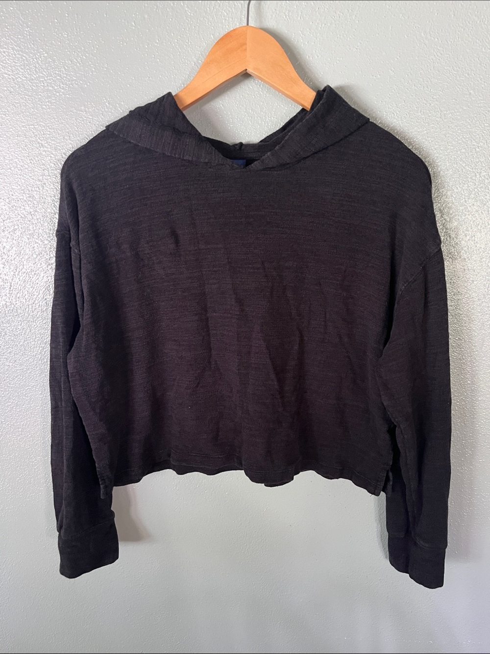 Girl's Black Cropped Hoodie Top